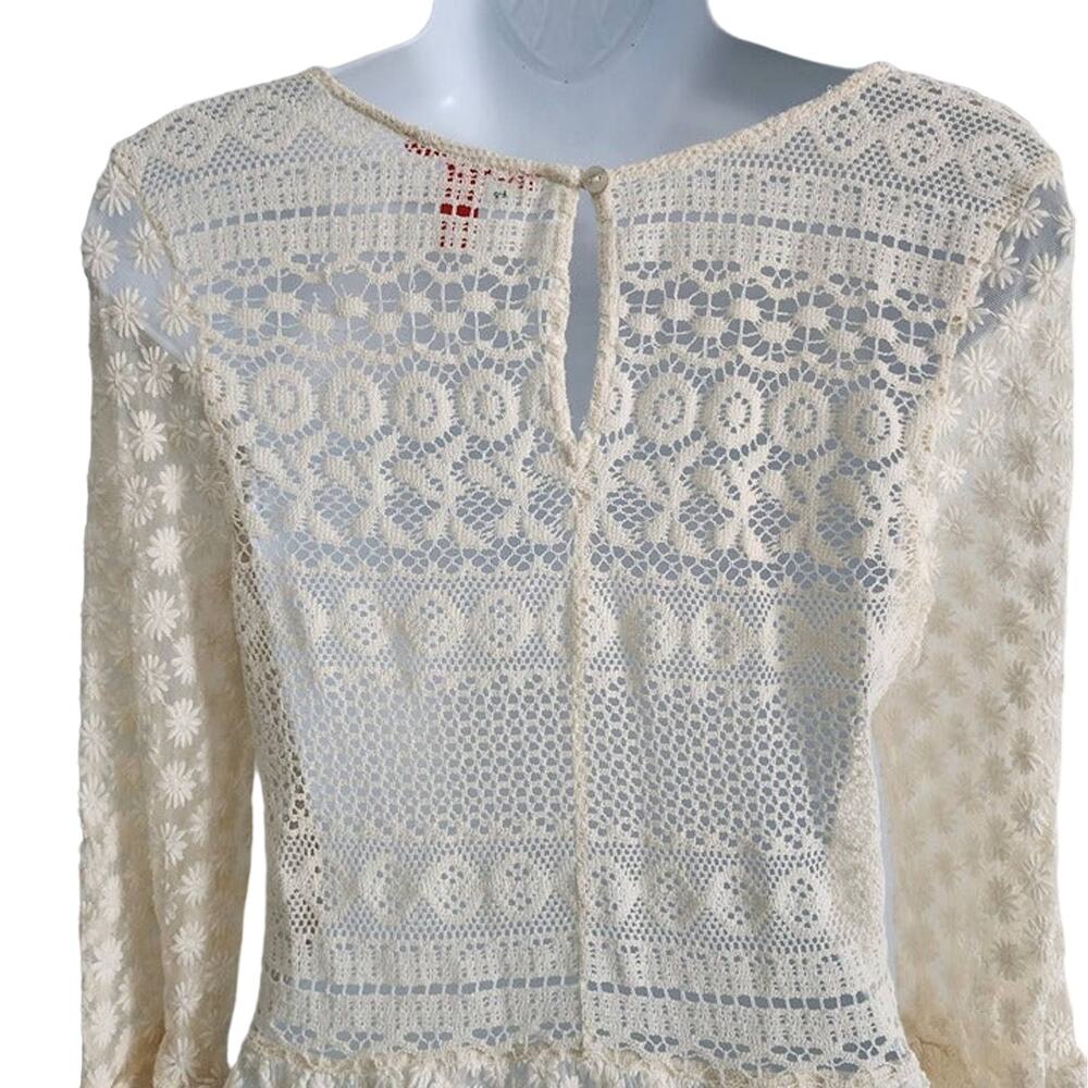 Chelsea and Violet Cream Crochet Dress w/ Slip Melodie Size M - Picture 7 of 10